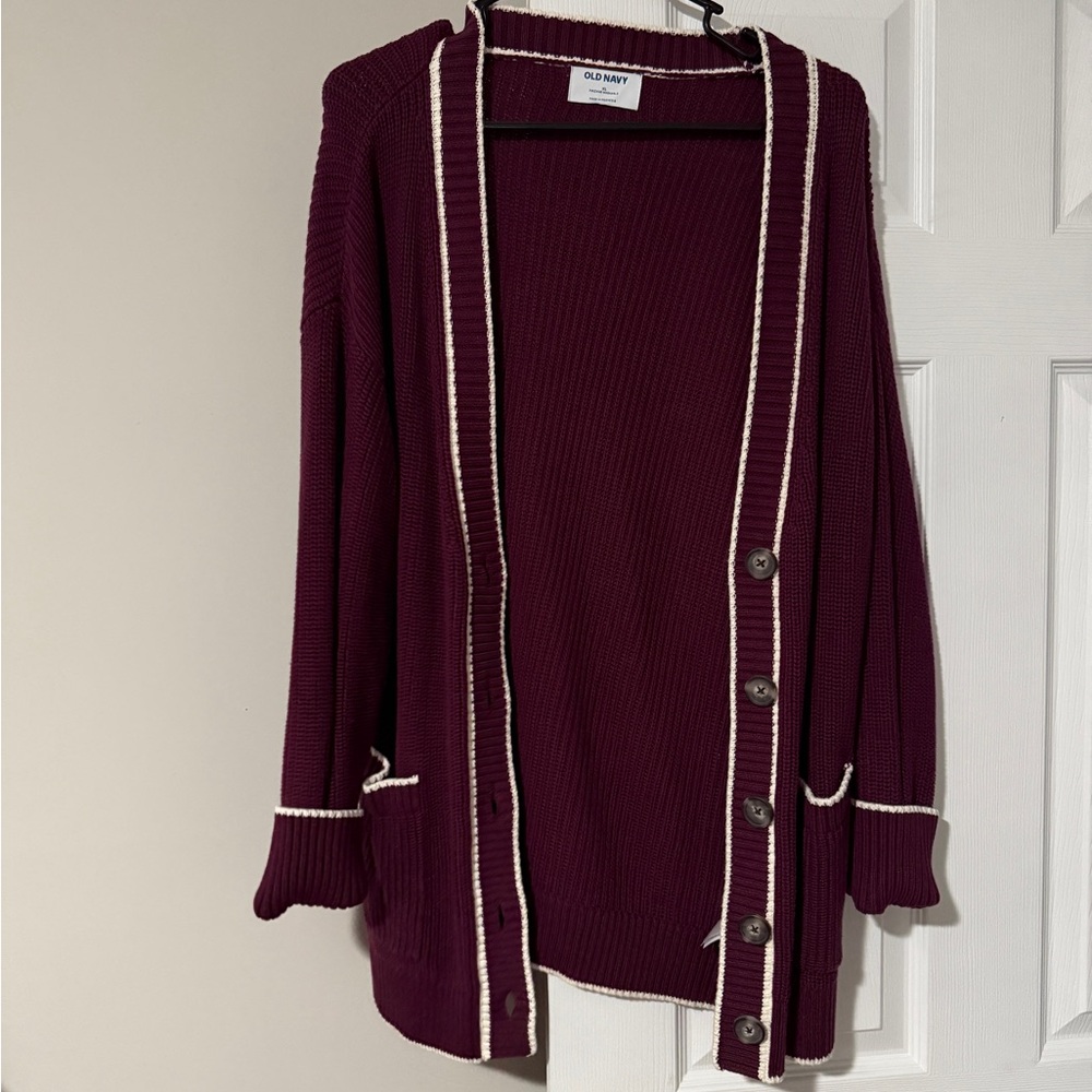 Old Navy Women's Burgundy Cardigan Sweater